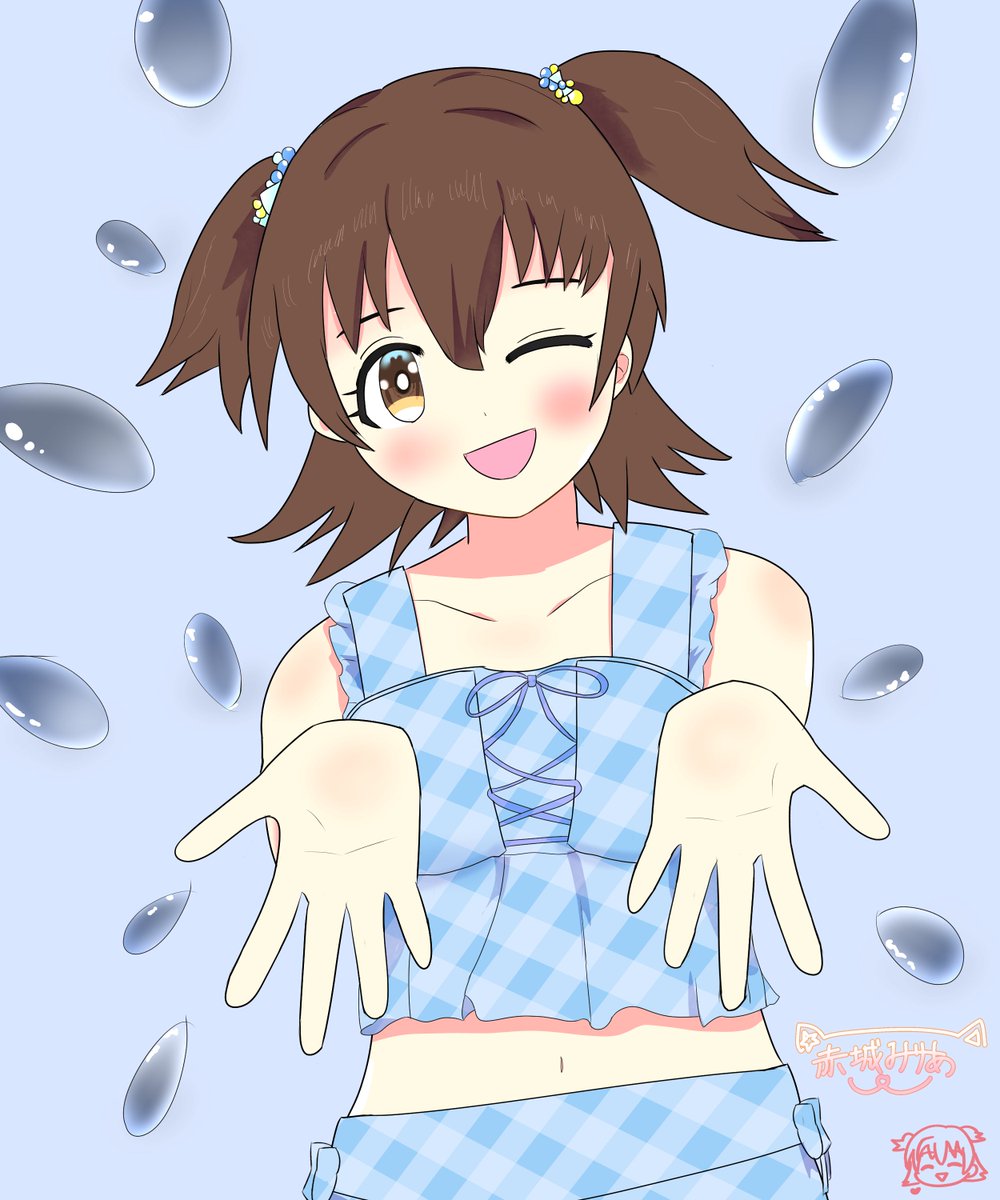SP 赤城 みりあ 4枚 赤城みりあちゃんを描きました！(水着) 凸レーションと美嘉姉が歌っ