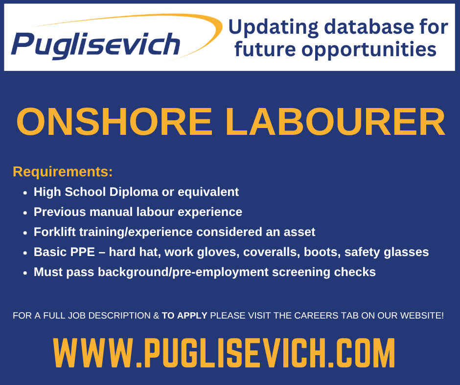 PCSLNL's tweet photo. ONSHORE LABOURER 

 For a full job description and to apply click the link below:
 https://t.co/4bFeC4v1gb https://t.co/mCUFBplFUg