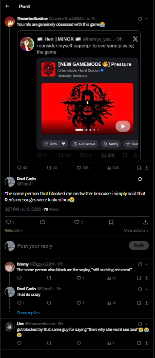 Ellravi1's tweet photo. No way Hen blocked that many people for stupid reasons😭 https://t.co/dPnp1pEOxR