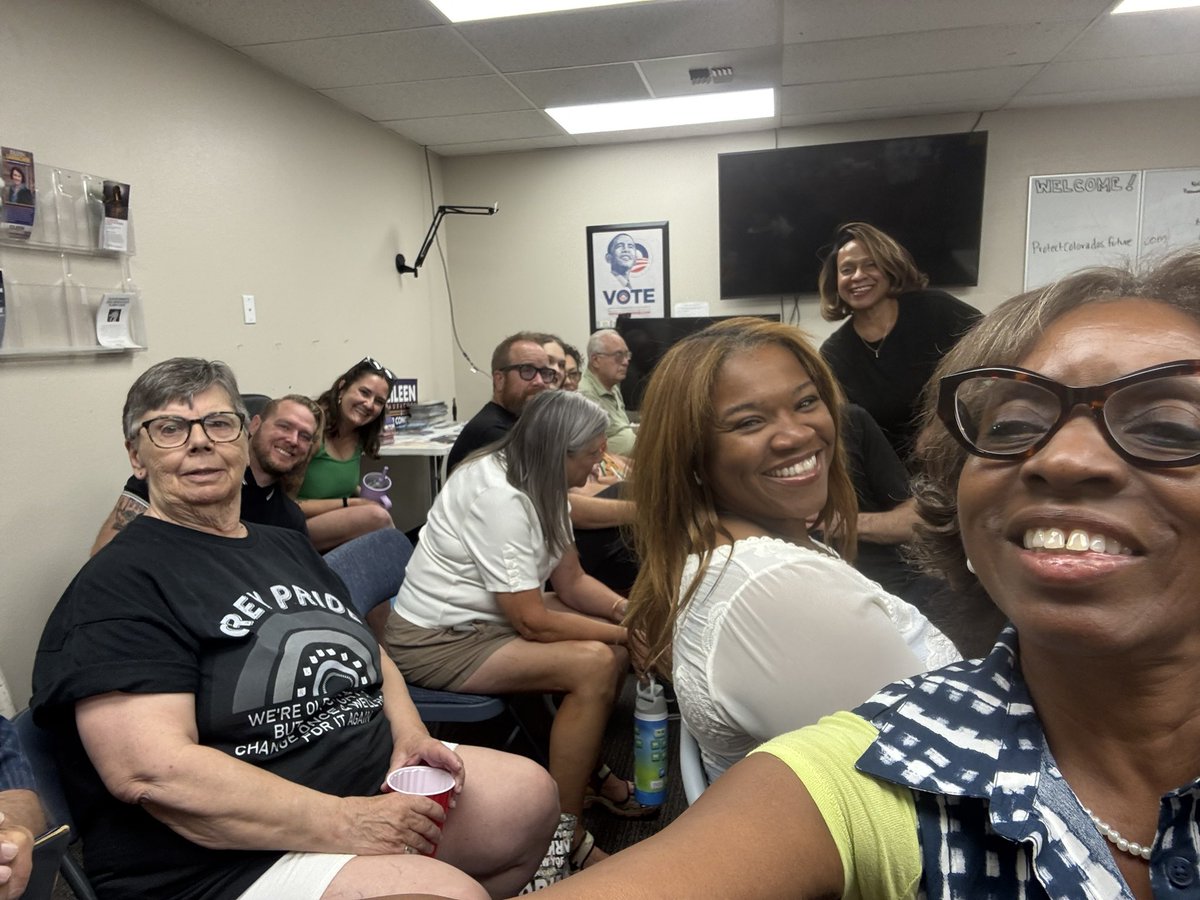 SenRhondaFields's tweet photo. Arapahoe County Democrats in House District 42 met to discuss the primary election results, outside spending, and campaign mailers. The conversations were honest. We recognized Rep Mandy Lindsay's service, congratulated Rep-elect Sarah Woodson, and vowed to unite and focus on the November election. We are strongest when we stand united with purpose, respect, and a vision for the future. The work continues.