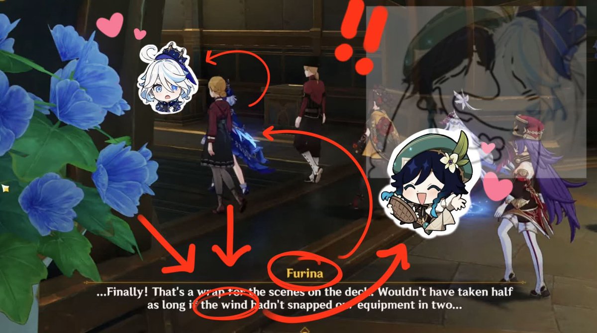 SweetVenrina's tweet photo. VENTI AND FURINA HAD A CANON INTERACTION BTW!! HE MESSED WITH HER EQUIPMENT CONFIRMING HE HAS A CRUSH ON HER 

#venrina https://t.co/t8d8WJptfm