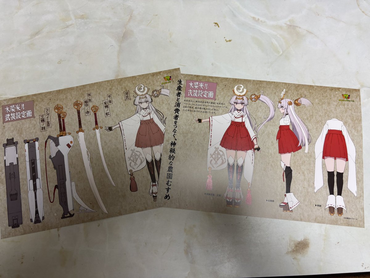 こちらが設定画2種で紙仕様になります