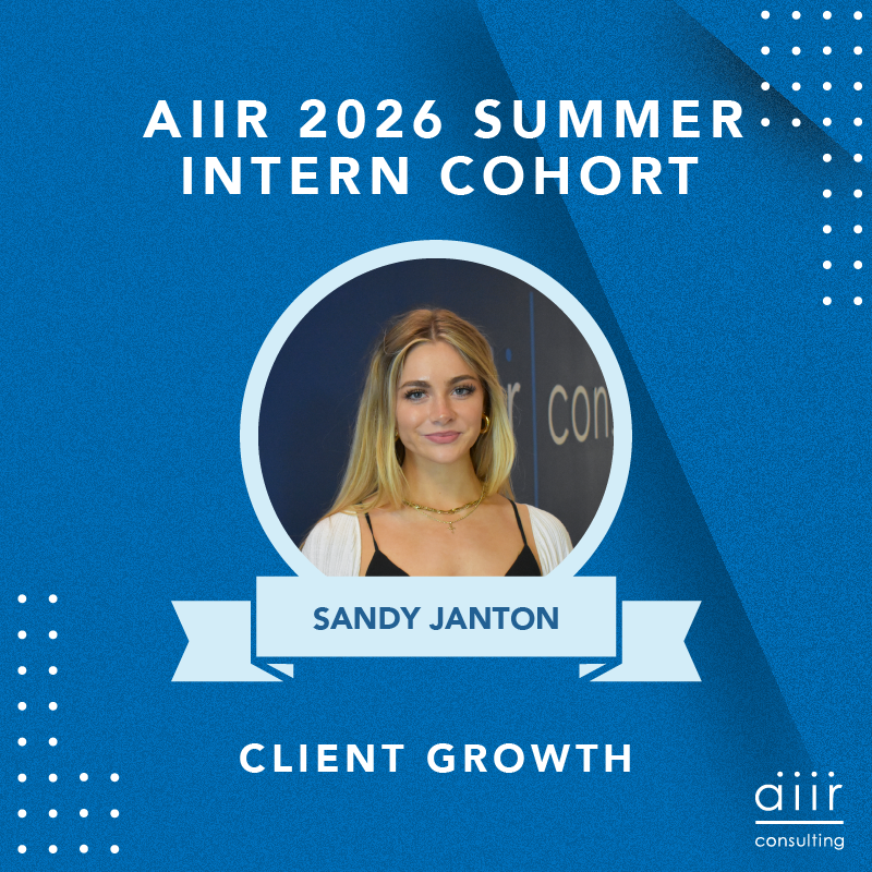aiirconsulting's tweet photo. ✨Introducing our 2026 Summer Interns ✨
Meet Sandy Janton, a #ClientGrowth intern at AIIR Consulting. In her role, Sandy has helped clean up and organize our master account tracker, collaborating with the team to make it a more useful resource, and supporting our Managing Partners with client-related work under the direction of Cathy Torres.
Cathy shares, ‘One of the things we appreciate most about Sandy is the thoughtfulness behind the questions she asks — she’s always looking for ways to contribute while continuing to learn.’
Sandy is a rising senior at Saint Joseph’s University, studying marketing with a minor in Leadership, Ethics, and Organization (LEO).
Thanks for working with us this summer, Sandy!
#BreathingAIIR #SummerInterns