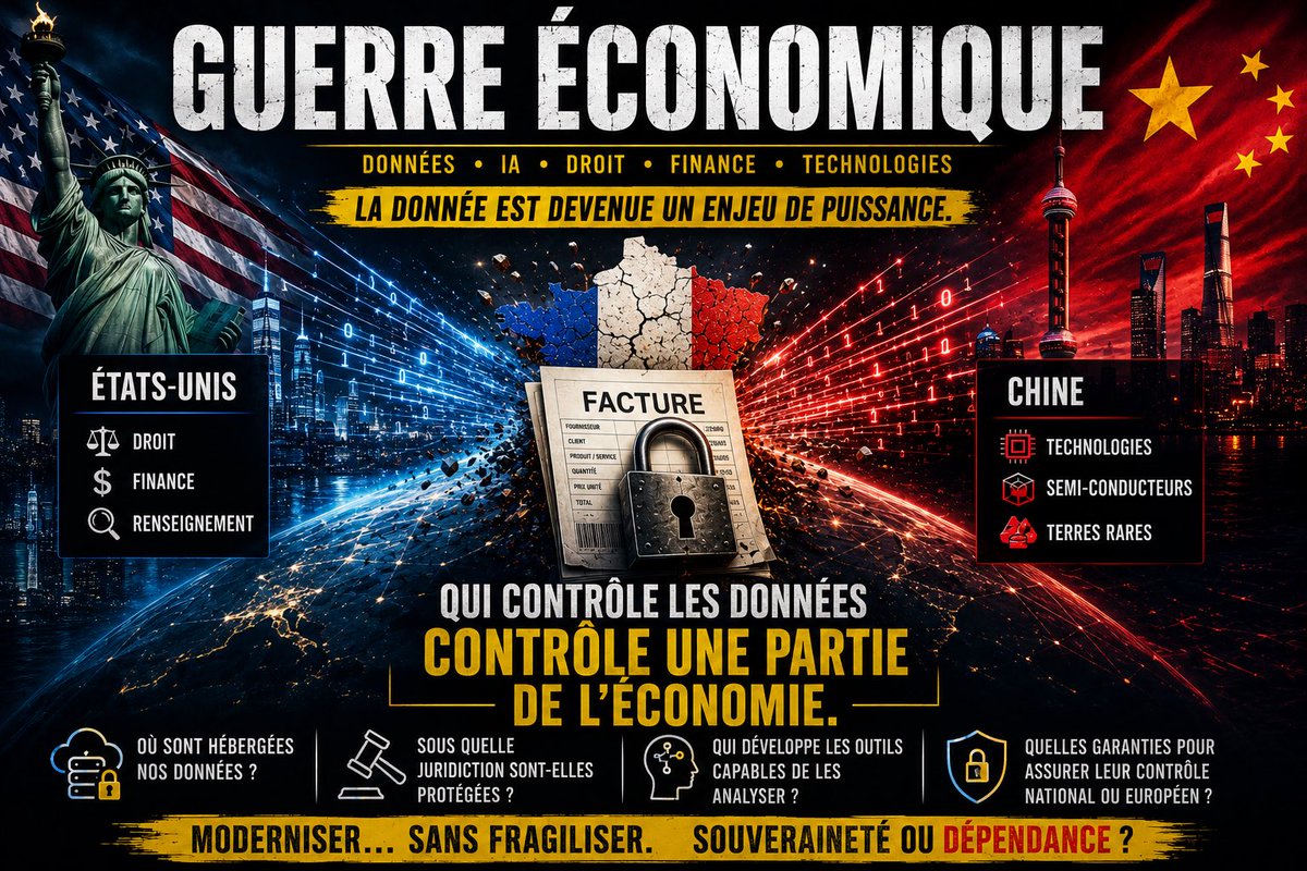 al_bonnel's tweet photo. La facture électronique à l’heure de la guerre économique

La guerre économique est aujourd’hui l’une des principales formes de confrontation entre les puissances. Elle ne se mène plus seulement avec des armées, mais aussi avec le droit, les données, les technologies, les chaînes d’approvisionnement, les infrastructures numériques, les normes, les sanctions financières et l’intelligence artificielle.

Depuis une quinzaine d’années, les exemples se multiplient. Les États-Unis mobilisent l’extraterritorialité de leur droit, leurs capacités de renseignement et leur domination financière pour défendre leurs intérêts stratégiques.

La Chine investit massivement dans les semi-conducteurs, l’intelligence artificielle, les terres rares et les infrastructures numériques afin de réduire ses dépendances tout en renforçant celles des autres.

L’Europe tente, avec difficulté, de préserver sa souveraineté technologique tout en restant largement dépendante d’acteurs extra-européens pour le cloud, les logiciels, les processeurs et les plateformes numériques.

Dans cette compétition permanente, l’information économique est devenue un actif stratégique. Connaître les chaînes d’approvisionnement, identifier les fournisseurs critiques, anticiper les difficultés d’une filière ou détecter l’émergence d’un concurrent constitue aujourd’hui un avantage décisif. La donnée n’est plus un simple sous-produit de l’activité économique : elle est devenue une ressource de puissance.

C’est dans ce contexte que la France généralise progressivement la facturation électronique.

Présentée comme une réforme destinée à lutter contre la fraude à la TVA et à simplifier les échanges entre entreprises, elle soulève une question qui dépasse largement la seule modernisation administrative.

Quel risque encourent les entreprises françaises, dans un contexte de guerre économique, avec la centralisation de données décrivant les relations commerciales de plusieurs millions d’entreprises ?

Une facture ne révèle pas uniquement un montant. Elle révèle des clients, des fournisseurs, des volumes, des prix, des rythmes de production, des dépendances industrielles, parfois même les premiers signes d’une innovation ou d’une fragilité. Agrégées et analysées par des outils d’intelligence artificielle, ces informations dessinent une cartographie dynamique de l’économie française.

Ces informations relèvent du patrimoine stratégique des entreprises. Si elles venaient à être exploitées par des acteurs concurrents ou hostiles, elles pourraient révéler des dépendances, des fragilités, des stratégies commerciales ou des positions de marché, offrant ainsi un avantage concurrentiel majeur.

La véritable question est donc la suivante : en centralisant ces données, renforçons-nous la souveraineté économique de la France ou ouvrons-nous, sans en mesurer toutes les conséquences, une brèche susceptible de faciliter son pillage économique ?