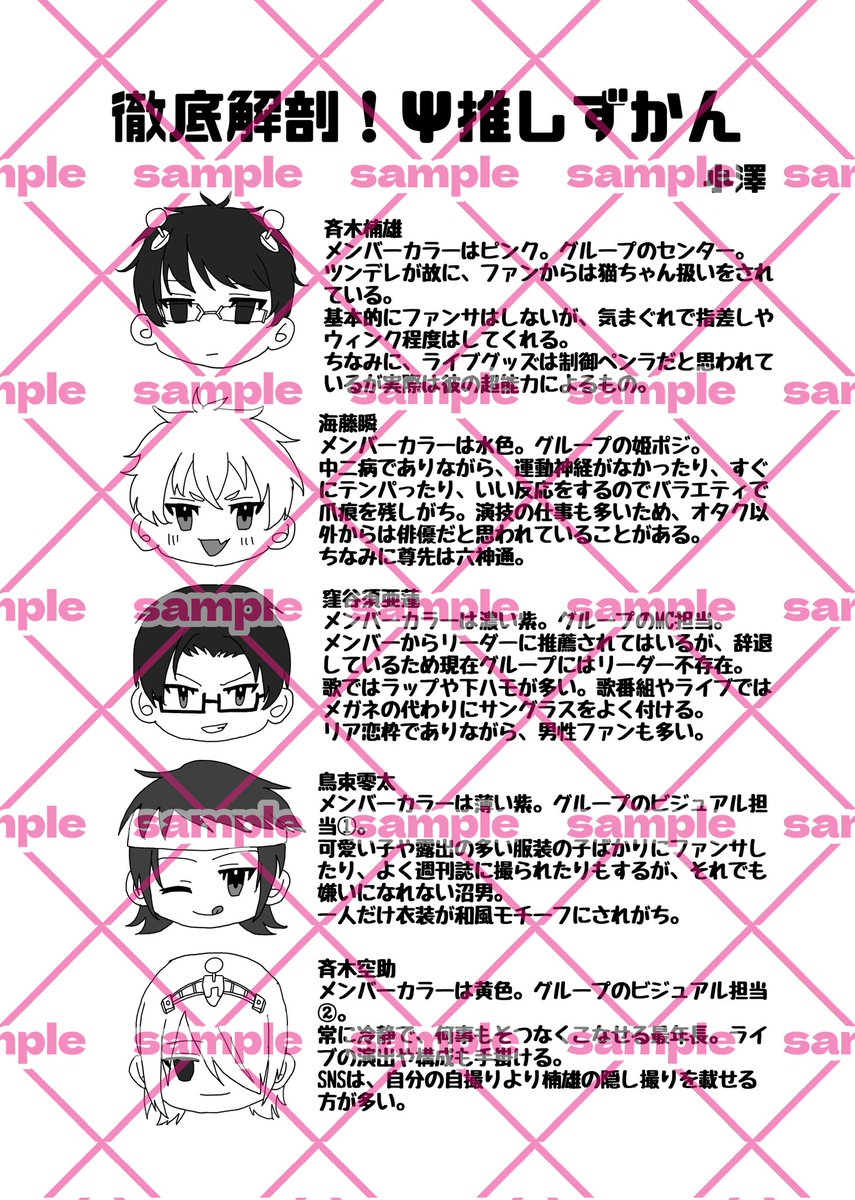 PSYdol's tweet photo. sample⑦

小澤（@mizu_hnkn_xx ）
イラスト8ページ「徹底解剖！Ψ推しずかん」 https://t.co/qkTwhaowh2