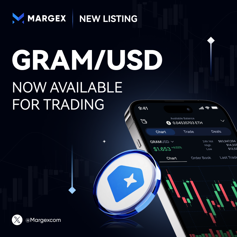 Margexcom's tweet photo. 📢 New listing on Margex!

$GRAM/USD is now available for trading

(GRAM - formerly known as Toncoin, rebranded)

👉 Trade now: https://t.co/0mCoxs7BOt https://t.co/WZCi30cXsQ