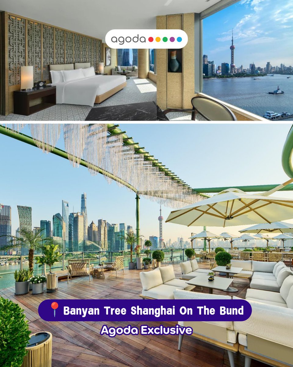 agodasg's tweet photo. Shanghai — 3 stays 
🌿 Banyan Tree On The Bund 👉 https://t.co/ISh7O7C3oJ
River views · TALES rooftop · Spa
🛍️ Ascott Huai Hai Road 👉 https://t.co/CtcmUHOWtc
Xintiandi · metro · kitchen
🏙️ Magnificent International 👉 https://t.co/dh4AzFTtm9
Bund · Yu Garden walkable · metro https://t.co/Mb8sdVUDGN