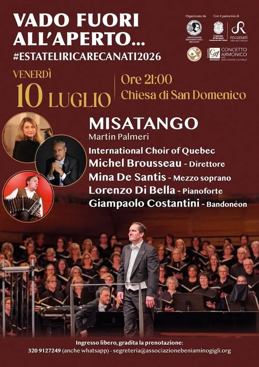 CanadainItalia's tweet photo. 🎶 Oggi alle 21:00, il #CoroInternazionaledelQuebec, diretto da #MichelBrousseau presenta #MISATANGO di #MartinPalmeri presso #ChiesadiSanDomenico a #Recanati! 🎶🇨🇦🇮🇹
✨ Ingresso libero, prenotazione consigliata.
Dove la forza del canto incontra la passione del tango argentino! https://t.co/CjsOtMgTFz