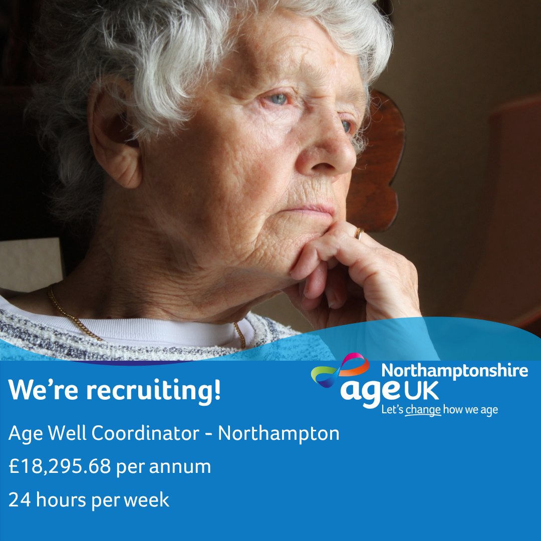 AgeUKNorthants's tweet photo. We're Hiring: #AgeWell #Coordinator โ #Northampton.
Help older people stay independent and connected. Make a real difference every day. ๐ ๐ฉ Apply now: https://t.co/OYoPKUpVUi #NorthamptonJobs #HiringNow #AgeUKNorthamptonshire #CharityJobs ๐ https://t.co/8mkbL8c6JA