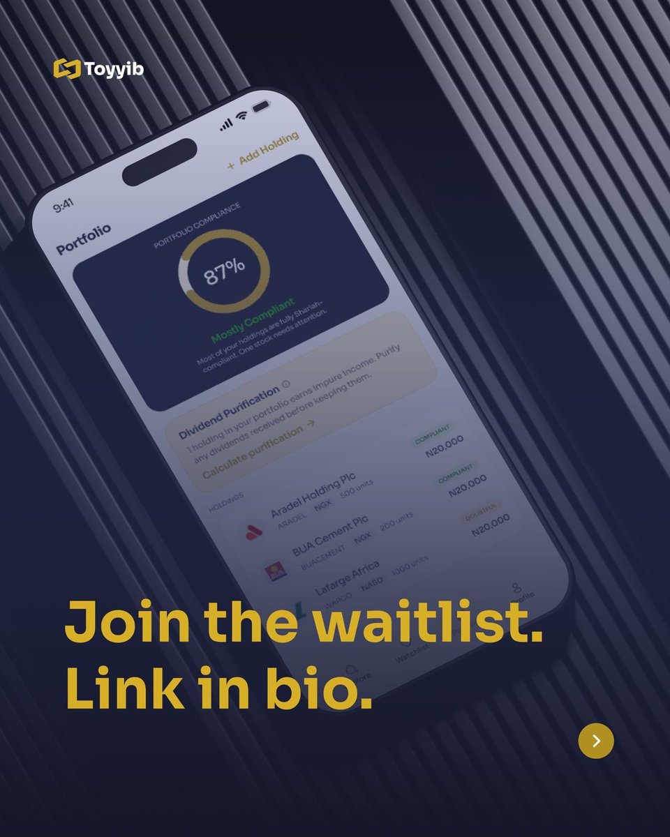 toyyibapp's tweet photo. Toyyib is being built for you — and for every Nigerian investor who refuses to compromise.

Join the watilist

https://t.co/qbXqljQGaj https://t.co/NjFRQMxuGu