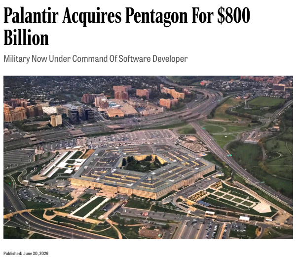 DeepValue47's tweet photo. Palantir $PLTR  Acquires Pentagon For $800 Billion
Military Now Under Command Of Software Developer 🤯 https://t.co/dpW2H2VkKD