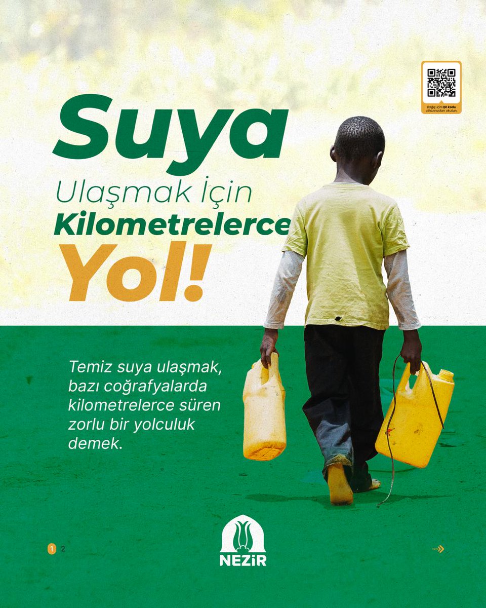 NezirDernegi's tweet photo. Temiz su, bazı coğrafyalarda kilometrelerce süren zorlu bir yolculuk demek.

Sen de bir kuyu açarak bir babanın omzundaki yükü, bir çocuğun ayağındaki yorgunluğu hafifletebilirsin.

1 Su Kuyusu Bedeli: 2.700 Dolar

1 Su Kuyusu Hissesi: 180 Dolar

🌐 Online su kuyusu bağışı: https://t.co/FJy89Dwe3e

☎️ 0216 420 76 76

💬 0501 285 76 76

#Nezir