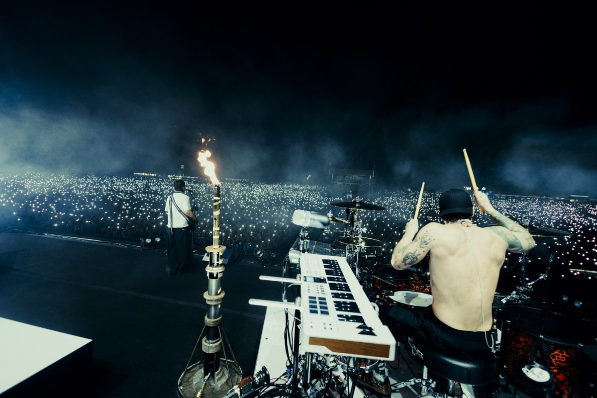 twentyonepilots's tweet photo. thanks for letting us come close out main stage at your festivals. as two guys from ohio, it is an honor. |-/ https://t.co/1Ci7oJtRAx