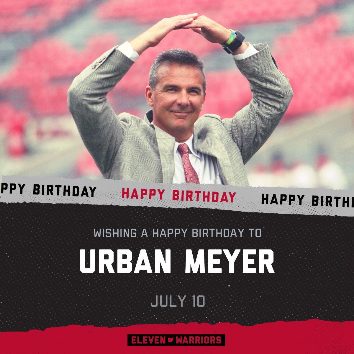 11W's tweet photo. Wishing a happy birthday to Urban Meyer! https://t.co/fJSFtC3bsj