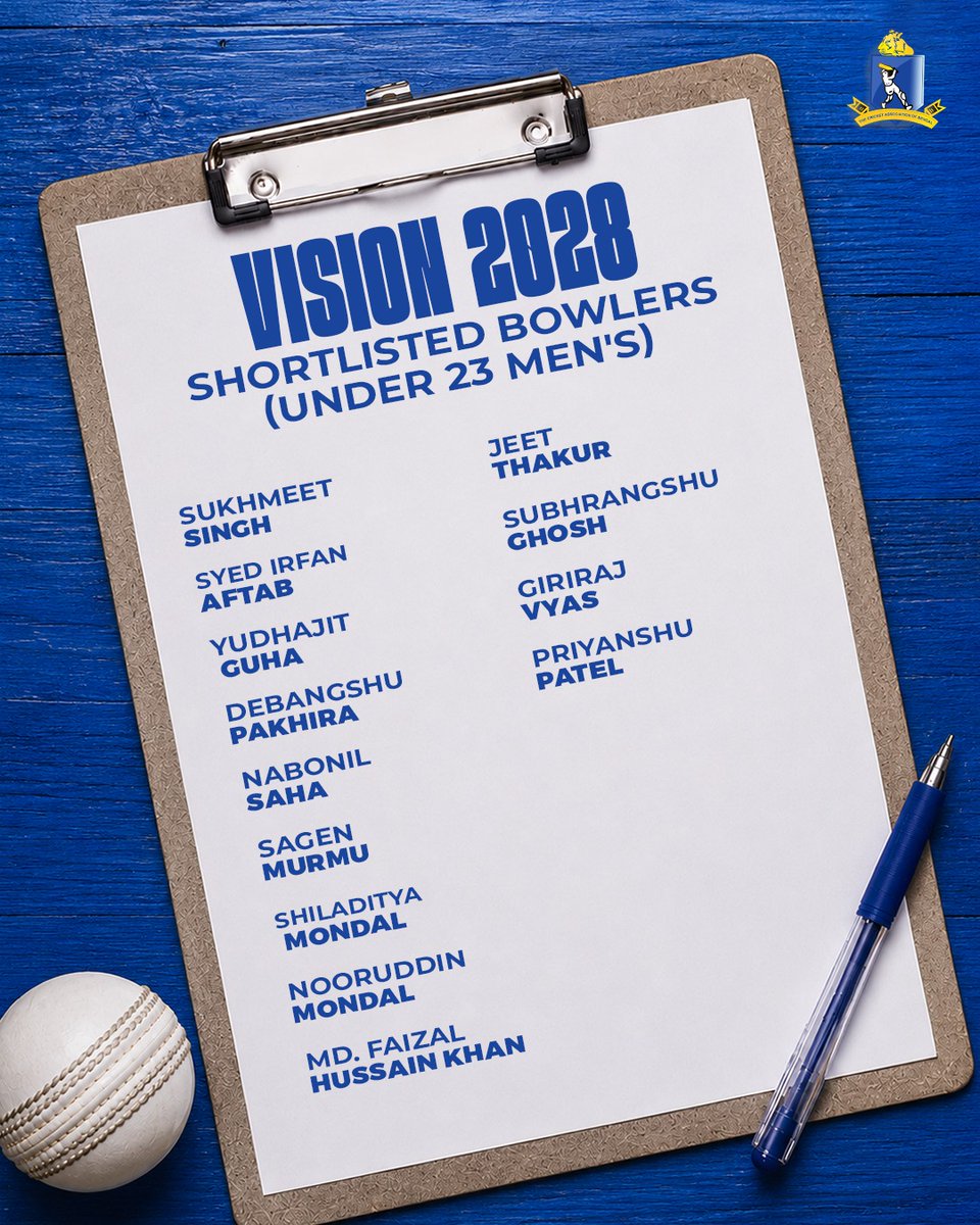 CabCricket's tweet photo. Presenting the shortlisted bowlers for Vision 2028 across our Senior, U-23, U-19, and U-16 categories. Wishing all the talented cricketers the very best as they continue their journey to excellence.

#CAB https://t.co/vEBoErhQyw