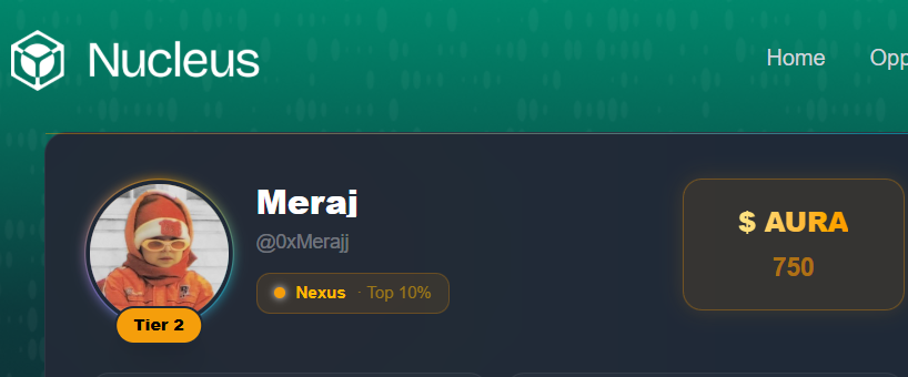 0xMerajj's tweet photo. I didn’t expect the competition on @NucleusCodes to be this intense.

I’m currently ranked 292nd and it’s become clear that Nucleus is much more than a typical task platform.

It measures wallet activity, social contributions, content quality, and overall ecosystem impact to build a reputation profile that connects users with meaningful opportunities.

Season 2 rewards consistent, high quality contributions, with around 35 days remaining and the leaderboard becoming more competitive every day. 

What stands out to me is that the same reputation profile carries across multiple Web3 campaigns, making Nucleus a long term ecosystem instead of a one time campaign platform

My goal is to stay in the top 300 and secure the 500 $AURA reward tier but I value building a strong, measurable reputation even more. Since $AURA will play a role in Nucleus’s future off chain reputation system, the effort you put in today could unlock even greater opportunities later.

If you’re looking to build credibility in Web3 rather than simply complete tasks, now is a great time to get started