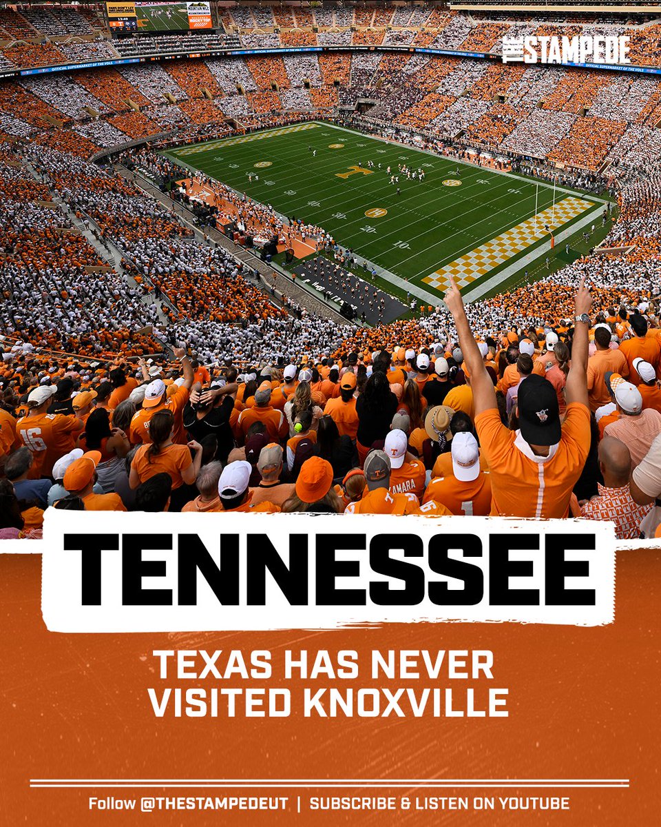 TheStampedeUT's tweet photo. The Longhorns have never visited Knoxville. https://t.co/8bq2Qxru7x