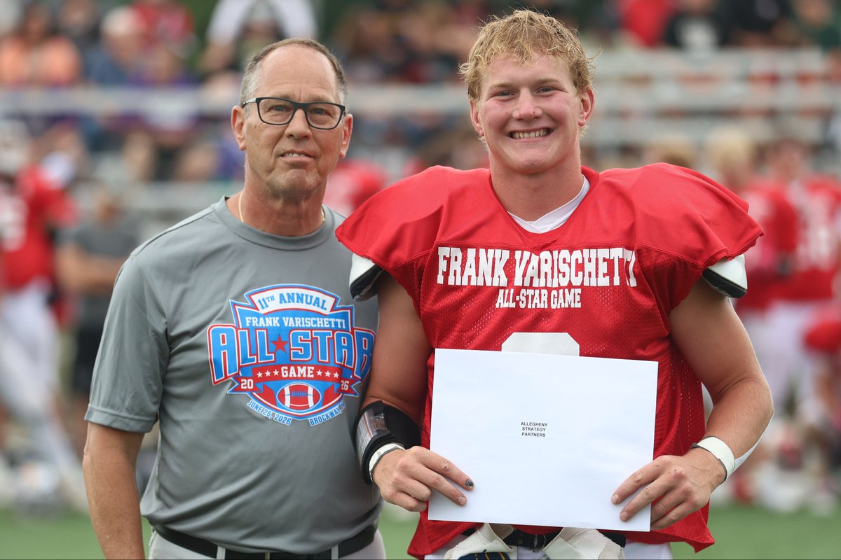 FrankVarischet1's tweet photo. Congratulations to Jacob Henry of Keystone, the recipient of the Allegheny Strategy Partners Scholarship at the 11th Annual Frank Varischetti All-Star Game.  Jacob will attend Waynesburg University to study Business Management.
 
Photo courtesy of Zak Lantz/The Courier Express https://t.co/zf3EWwuNxl