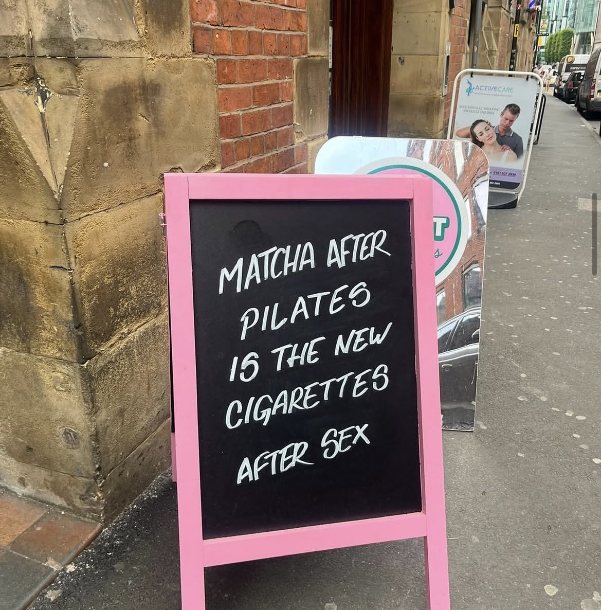 ShesfromWales's tweet photo. Happy Friday๐๐I was never a cigarette smoker but smoking after sex was a thing in the 1970s/80s โฆso I saw in the movies๐ pic credit โSculpt In Haus Pilatesโ Wilmslow/Manchester #happyfriday #cigarettes #matcha #thingsisee #moveyourbody #wilmslow #manchester #pilates https://t.co/Ha0hcBSNmJ