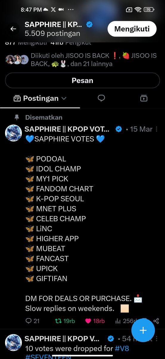 Chocolava_03's tweet photo. @SapphireVotes00 #JISOO + Korea Popularity Award (Female) https://t.co/j2pW8Ch04q