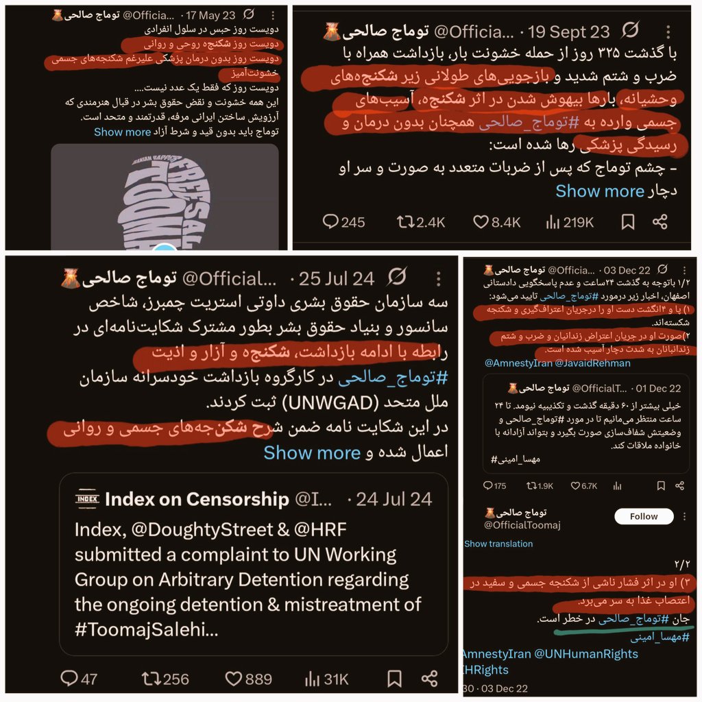 patrick_jane77's tweet photo. علیرغم میلم مصاحبه‌ت رو دیدم.
پس میگی شکنجه نشدی تو زندان دیگه، درسته؟ پس اونهمه توییتهای اکانتت که "توماج درحال شکنجه در زندان است" و "توماج در اعتراض به شکنجه‌ها اعتصاب غذا کرده" و اینها چی بود؟ تمامش دروغ بود؟ یا الان داری دروغ میگی؟ یا اصلا کل داستانت از ابتدا دروغه؟
اون "رضایتبخش بودن رفتار قاضی‌های آدمخوار ج.ا و بغضی شدنت از دیدن عدالت‌شون" هم که دیگه بماند.
یک چیزی رو دقت کن بچه!
با این شامورتی‌بازی‌ها شاید بتونید ۴تا دختربچه و پسربچه‌ی کم‌تجربه رو موقتا فریب بدید تا باورت کنن. بقیه رو اما نمیتونید، و همون زودباورها هم دیر یا زود حقیقت رو در موردت میفهمن و تف تو صورتت میندازند. دیگه از حسین رونقی که یک جمعیتی اینجا "ستارخان، ستارخان" به خیکش می‌بستند و همون‌ها امروز تف تو صورتش میندازند که گنده‌تر نیستی. چهره‌سازی و قهرمان‌سازی از رونقی پروژه‌ی امنیتی‌ها بود و تو هم دقیقا همینطور. با این تفاوت که پروژه‌ی تو خیلی ابلهانه‌تر از اون‌هم هست.
البته حرف خاصی با خودت ندارم. یک عروسک هستی در دستان امنیتی‌ها، که خب خاک بر سر پلشتت.
فقط یک جمله از قول من به هادی‌هات بگو:
ریدید با این پروژه‌هاتون، زباله‌ها!