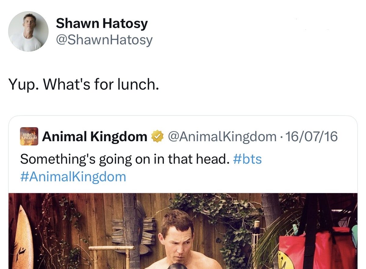 shawnhats's tweet photo. shawn hatosy: "what's for lunch?" https://t.co/dUNAvxO5ib