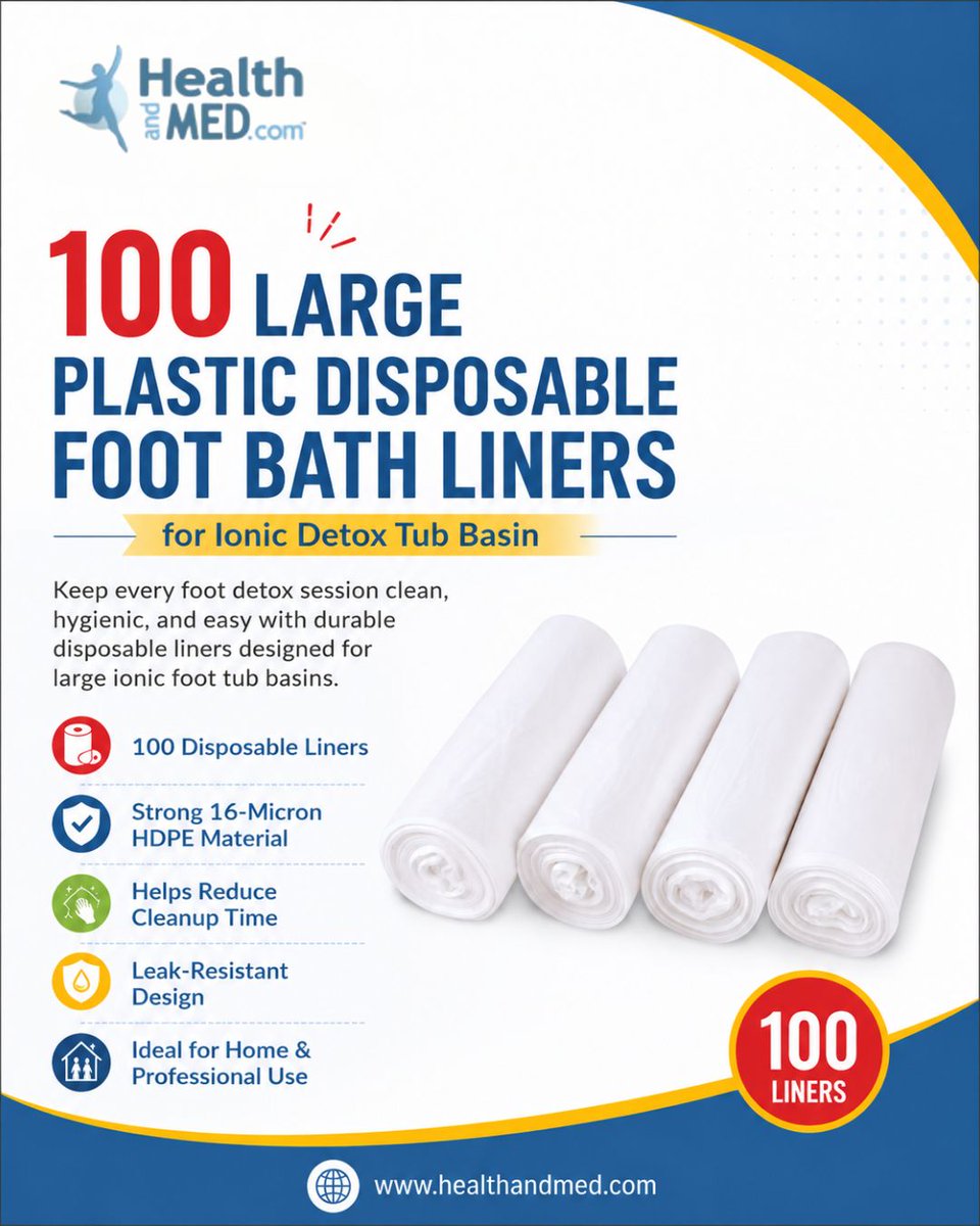 HEALTHandMEDcom's tweet photo. Keep every ionic foot detox session clean with 100 durable disposable liners for large foot tub basins. Easy cleanup, hygienic protection, and perfect for home or clinics.
Shop now: https://t.co/RoZRKVKhXT
#ionicdetox #footdetox #footbath #footcare #wellness #detoxtherapy https://t.co/XERMhMbUsX