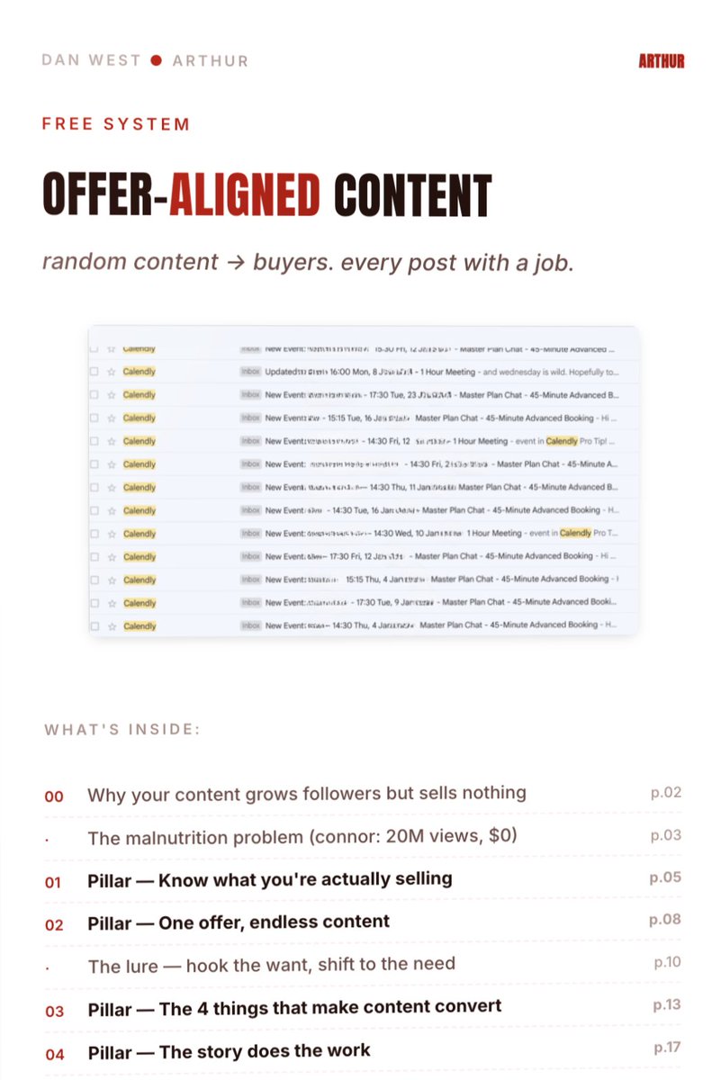 danwestworld's tweet photo. views ≠ cash

one of my clients had 20M views/mo but was stuck at $0.

then we closed 12 clients in 72 hours.

how?

offer-aligned content.

i turned our exact system into a playbook.

free for 48hr.

want it?

1. like + comment “PRINT”
2. follow me (so i can DM)

RT if you're a real one