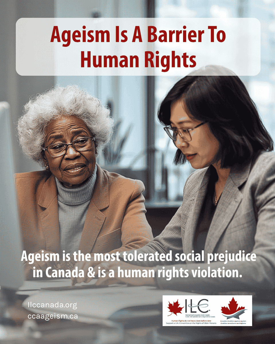 ILCCanada's tweet photo. Ageism is Canada's most tolerated social prejudice. The Revera Report on Ageism shows 42% of Canadians see it as widely accepted—double the rates of racism or sexism. 🚫 Systemic age bias is a human rights violation that must stop. #EndAgeism #HumanRights https://t.co/VvIS87JBZH