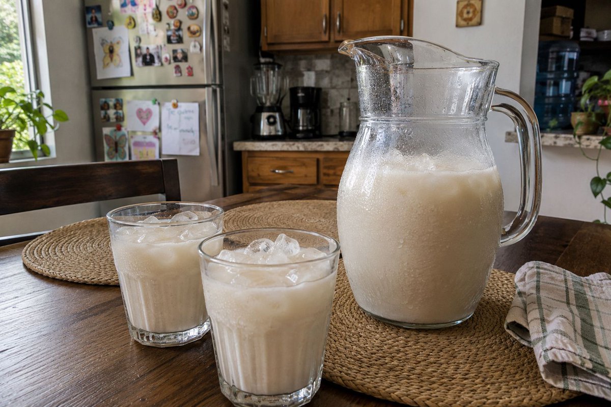 TravelinTable's tweet photo. If you think #horchata is supposed to be super sweet, homemade might surprise you. 🇲🇽 Creamy, refreshing, and perfect for a hot day, this authentic #Mexican horchata quickly became one of my favorite summer drinks. Full recipe + history on the blog! https://t.co/N3Itc6e2Sm
