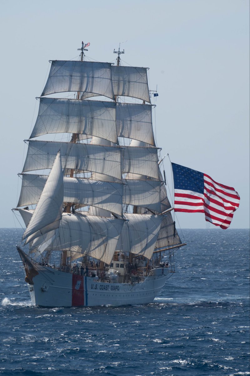 USCGNortheast's tweet photo. Yesterday, four of the world’s most iconic tall ships raced head-to-head offshore before making their way to Boston for #SAIL250. 

This weekend, they’ll sail into Boston Harbor led by USCGC Eagle for the Parade of Sail. Don’t miss it! ⚓🇺🇸 #fivesisterstallships https://t.co/hQXI8ntFu7
