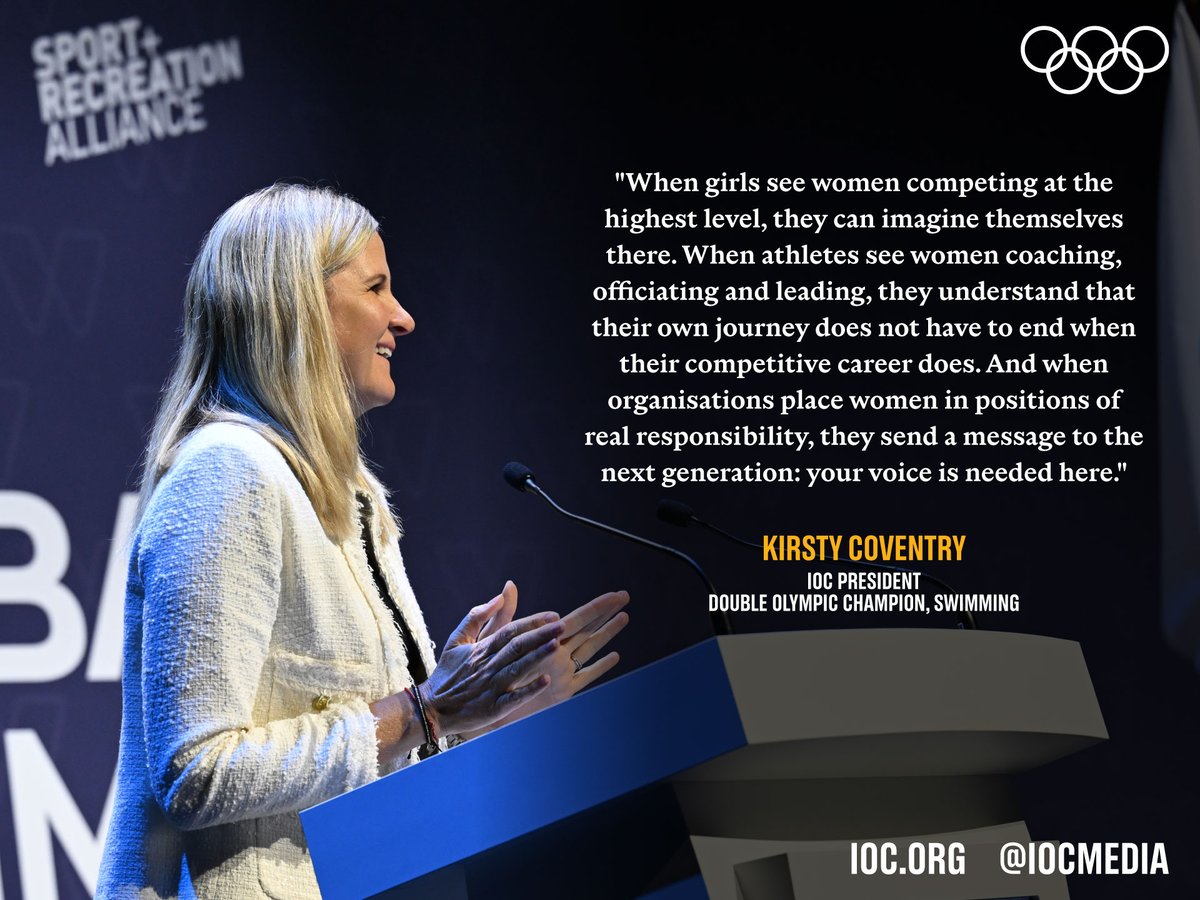 iocmedia's tweet photo. Speaking at the IWG Global Summit on Women and Sport in Birmingham, UK, IOC President Kirsty Coventry reaffirmed her commitment to advancing gender equality across every level of sport.

Read more #IWG2026 🔗 https://t.co/K3264Hp75r https://t.co/ZiLO13B2AR