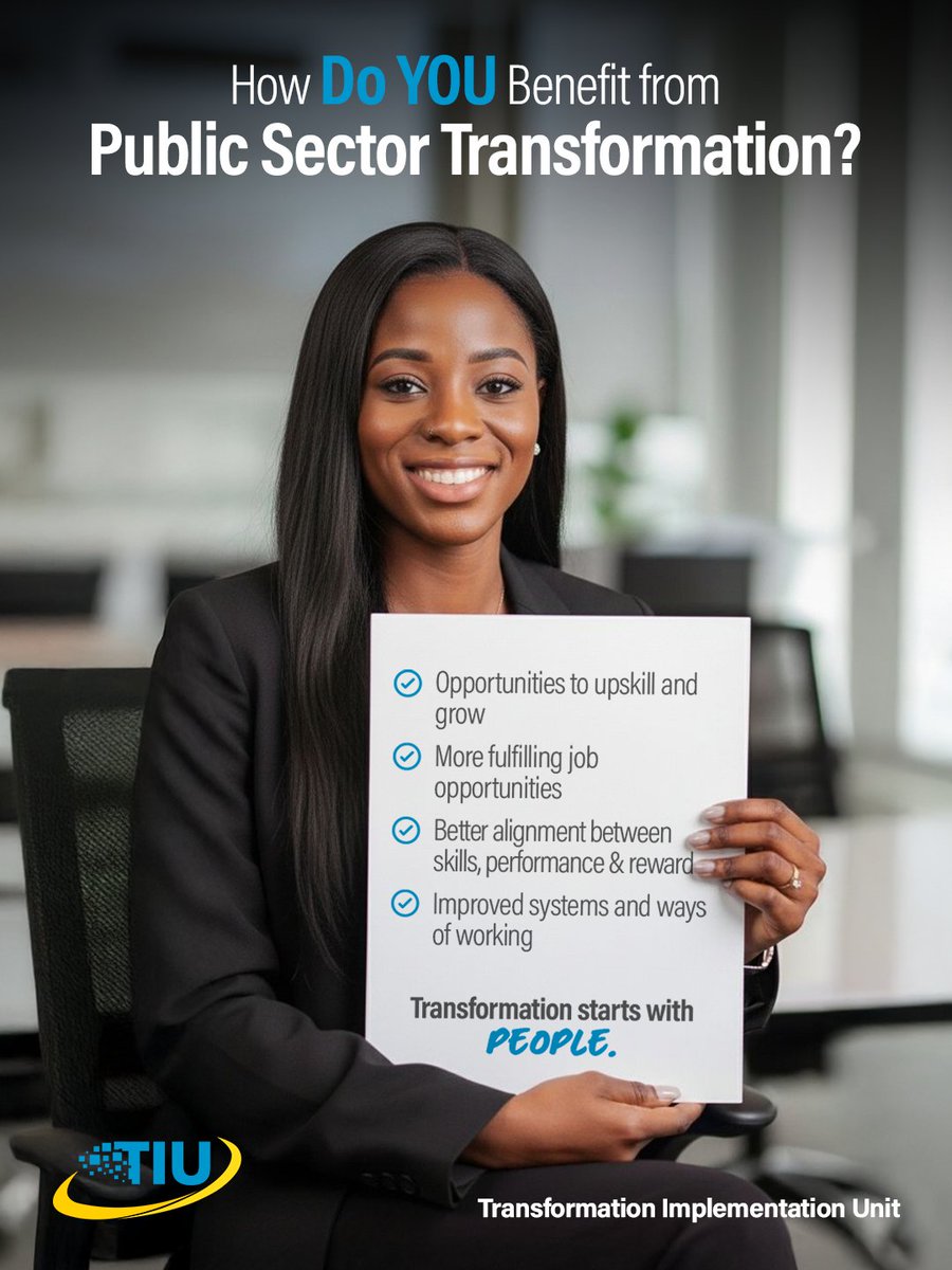 TIU_Jamaica's tweet photo. As the public sector evolves, employees can benefit from:
✨ Upskilling opportunities
✨ More fulfilling roles
✨ Improved ways of working
Because transformation works best when employees are empowered to grow and thrive.
#TIU #PublicSectorTransformation #DigitalTransformation #ProfessionalDevelopment #ChangeManagement