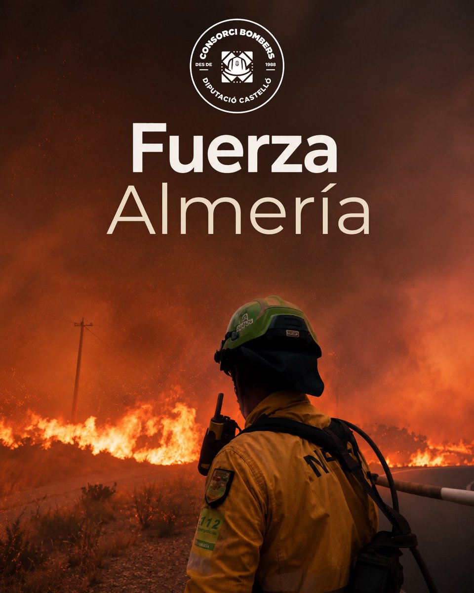 BombersDipcas's tweet photo. Desde @BombersDipcas nos unimos al dolor por las víctimas mortales del
#IFLosGallardos en #Almeria.
Enviamos un fuerte abrazo a familiares y amigos, deseamos pronta recuperación a todos los heridos, y mostramos toda nuestra solidaridad con los vecinos afectados .
Trasladamos todo nuestro apoyo al dispositivo que trabaja en el control de de este gran incendio.
#MuchaFuerzaAlmeria