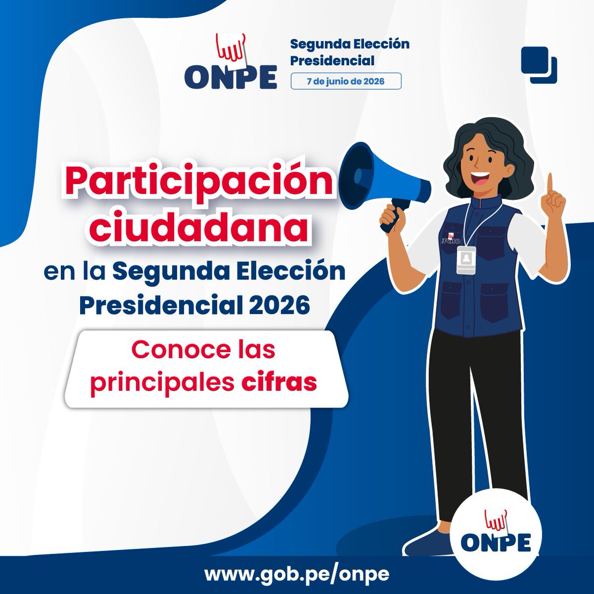 ONPE_oficial's tweet photo. 🤔 ¿Sabes cuántos peruanos votaron en la Segunda Elección Presidencial 2026?

🗳️ Conoce las cifras de participación ciudadana durante la jornada electoral del 7 de junio.

#SEP2026

1/2 https://t.co/QJxzmzYcfd