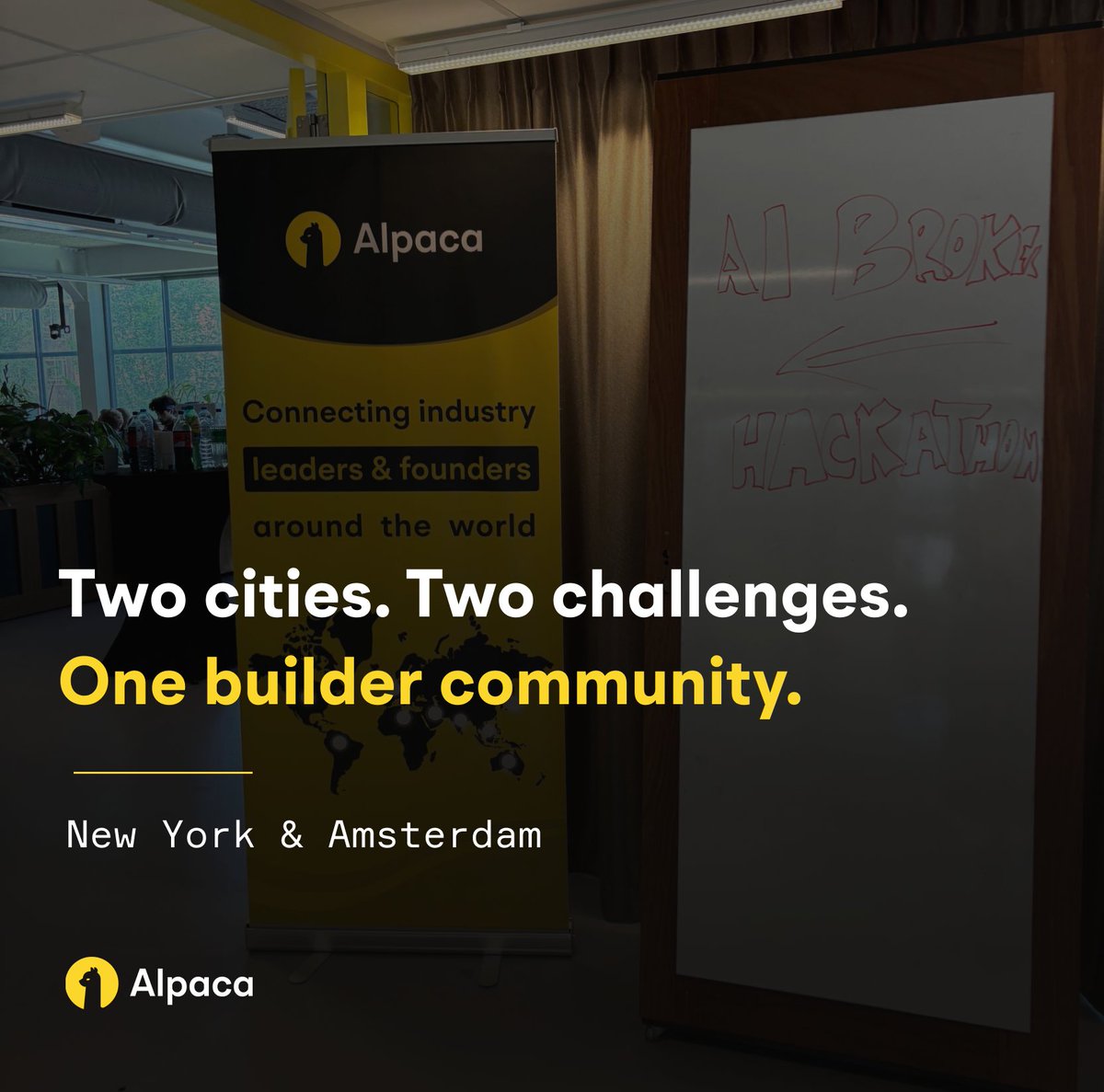 AlpacaHQ's tweet photo. There’s nothing like connecting with the Alpaca community in person! 🦙

In the last month, we’ve brought together builders at New York Tech Week and Amsterdam Tech Week. 🇺🇸🇳🇱 https://t.co/K7cMmbUdTv
