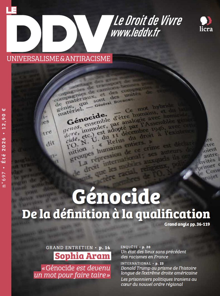 _LICRA_'s tweet photo. ⚫️Notre revue @Le_DDV vient de paraître.
Son dossier est consacré à la notion de génocide, pour en comprendre la généalogie, les usages et mésusages.
Entretiens, analyses, recensions, enquête...
🔎Sommaire : https://t.co/5nT83Av86W
👉Achat, abonnements : https://t.co/OgQSpqoP3u https://t.co/Ij0eGz8Tw1
