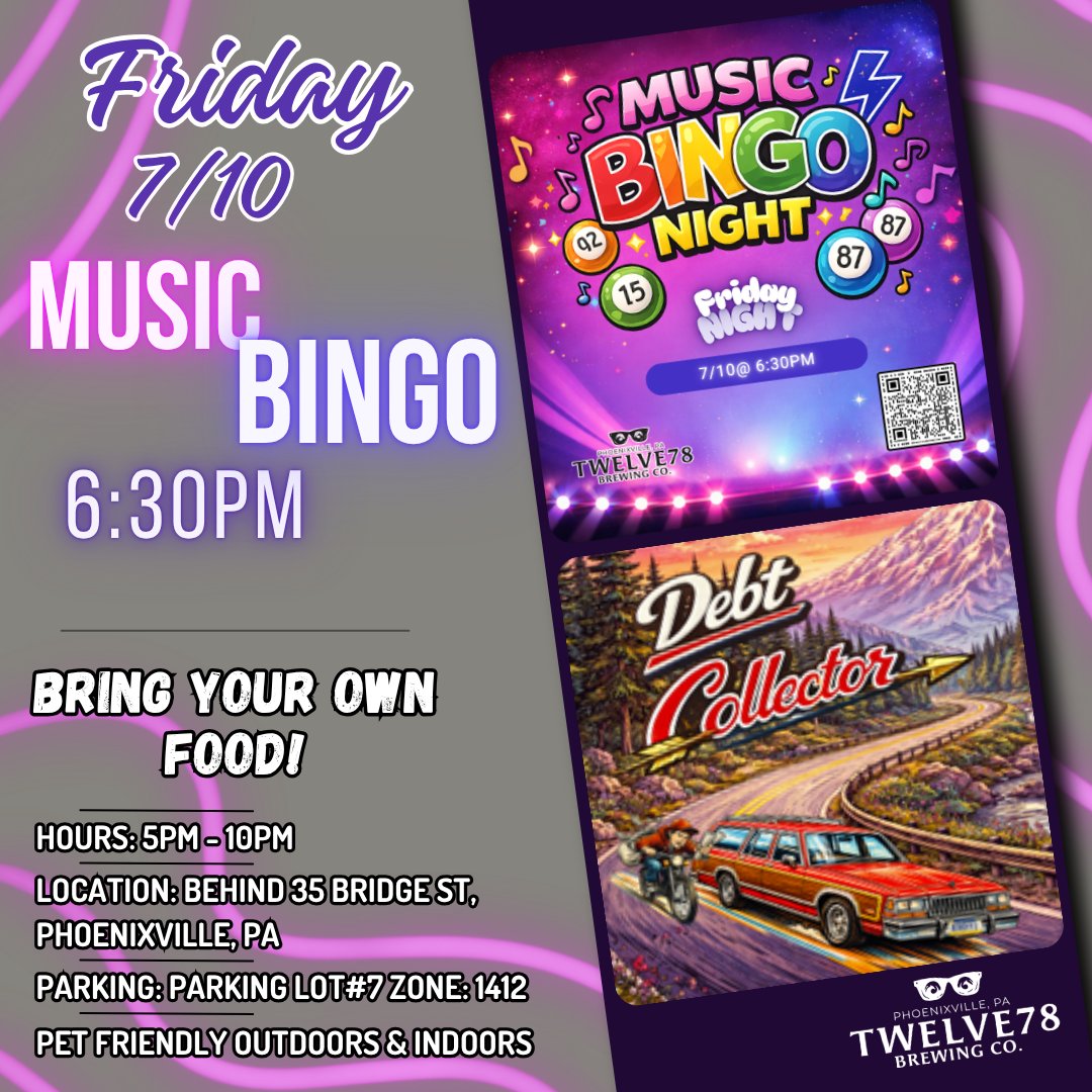 Twelve78BrewCo's tweet photo. 🎶🔥 TONIGHT IS MUSIC BINGO NIGHT! 🔥🎶

Good Friends. Great Beer. Unforgettable Nights.

#Twelve78Brewing #PhoenixvillePA #MusicBingo #FridayNightFun #CraftBeer #DrinkLocal #PhoenixvilleEvents #ThingsToDoPA #WeekendVibes #GoodFriendsGreatBeer https://t.co/SL2pe1xCFx