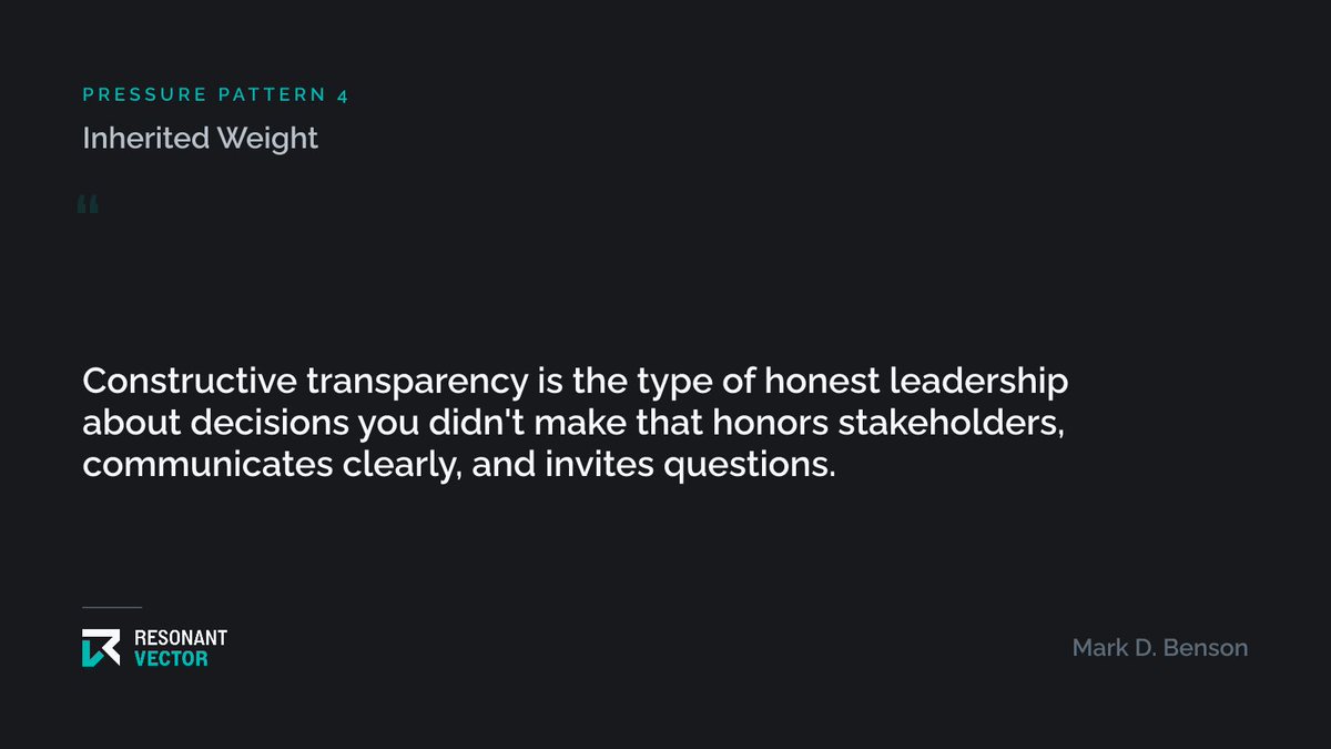 markbenson's tweet photo. A decision I didn't make, and had to hold in public. Four options: perform conviction I didn't feel, quietly put daylight between me and the call, go silent, or embrace constructive transparency.

I tried all four that year. Only one of them reliably built trust. https://t.co/ttoddsfyJF