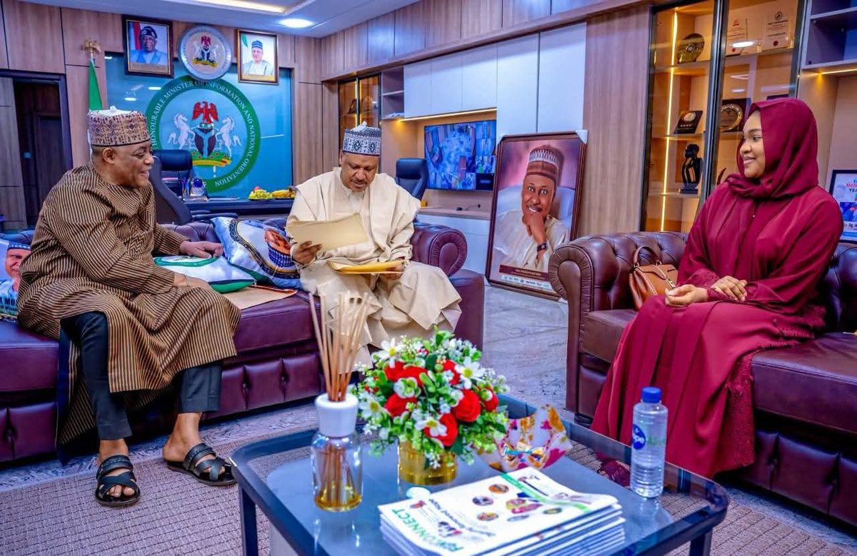 realFFK's tweet photo. It was my honor and pleasure to pay my friend and brother His Excellency Alhaji Mohammed Idris Malagi, the Minister of Information and National Orientation of the Federal Republic of Nigeria in his office yesterday. 

I also took the opportunity to brief him on my preparations to leave for my new assignment as the Ambassador Designate of Nigeria to the Republic of South Africa, the Kingdom of Lesotho and the Kingdom of Eswatini. 

Minister Idris is a dependable brother and has been one of those that has always stood with me through thick and thin over the years. 

His role as Minister of Information and National Orientation has been outstanding and I assured him of my continued support in his great efforts to let the world know about the successes of our Government and the great strides of the 'Renewed Hope Agenda' of our leader President Bola Ahmed Tinubu. 

(FFK)