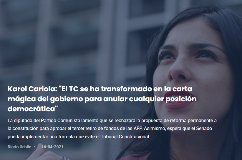 SebastianRochaZ's tweet photo. 🔹A Karol Cariola no le gustaba para nada el Tribunal Constitucional.

Criticaba su rol, decía que debía ser modificado y que se había transformado en la carta del gobierno de Piñera para anular cualquier posición democratica.

Pero hoy a Karol si le gusta el TC, es mas le encanta muchísimo, lo ama casi mas que a Borjita ❤️