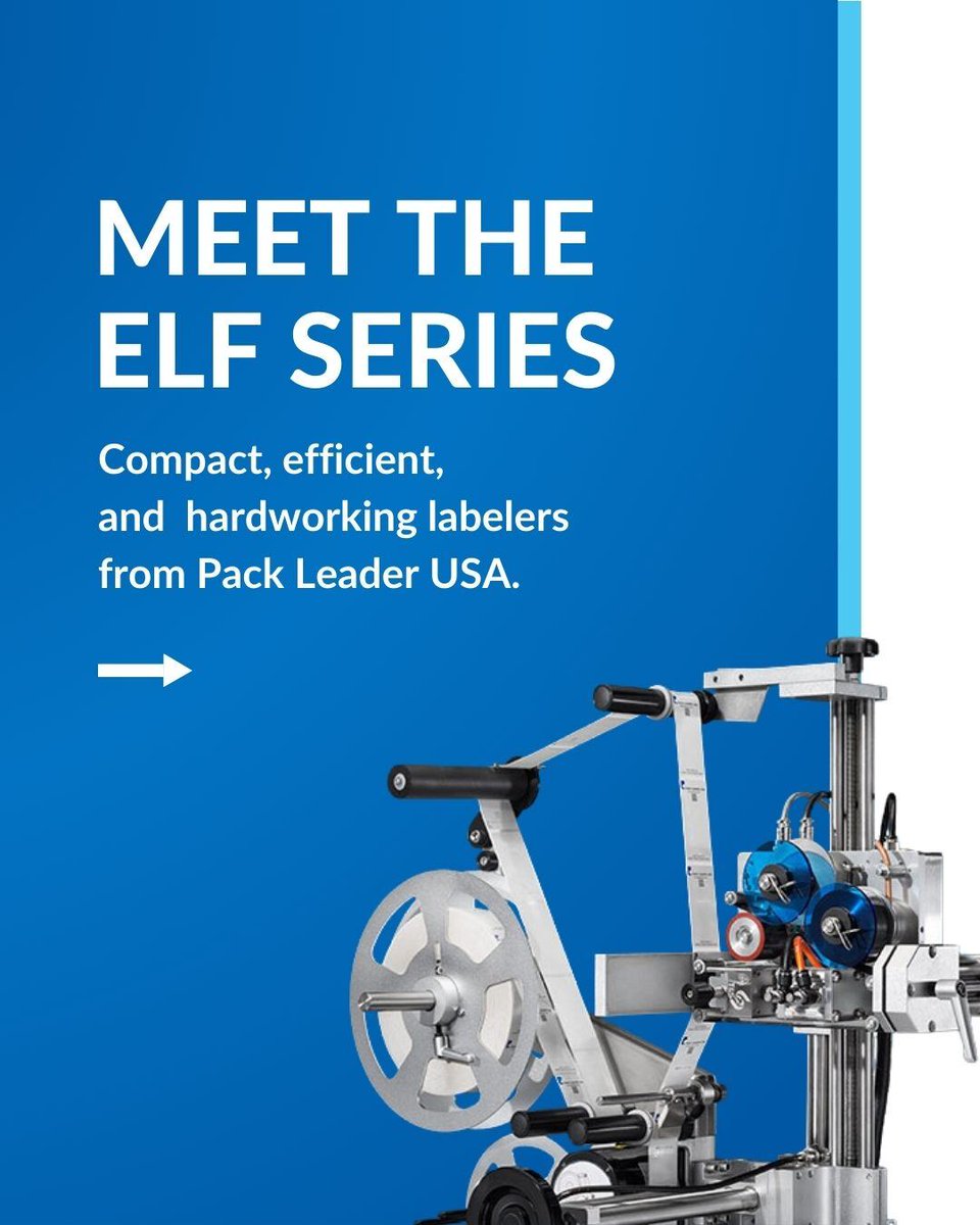 PACKLEADERUSA's tweet photo. Meet the ELF Series: compact tabletop labeling equipment built for growing production teams that need more consistency, speed, and flexibility.

• Small-batch production
• Tabletop or inline operation
• Wrap-around or top-label applications
• Easier setup and changeovers https://t.co/LVOZgR3bil