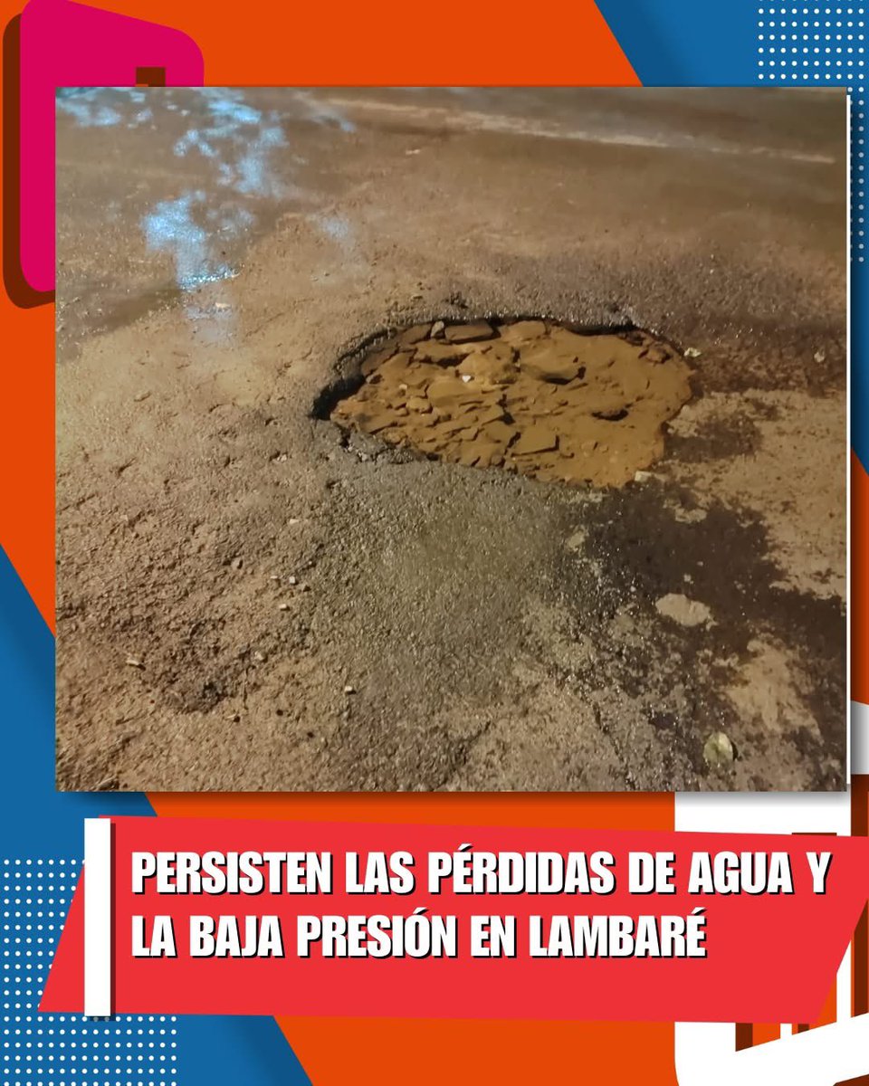lambarenewspy's tweet photo. 📌Vecinos del barrio Felicidad denuncian una importante pérdida de agua sobre la calle Felicidad, entre Teniente Pando y Santa Ana. También reclaman por la baja presión y la falta de una respuesta definitiva por parte de la Essap.
📲Mas info en https://t.co/6qSXM8SXiK
#flyp https://t.co/Vs7rbLJhxJ
