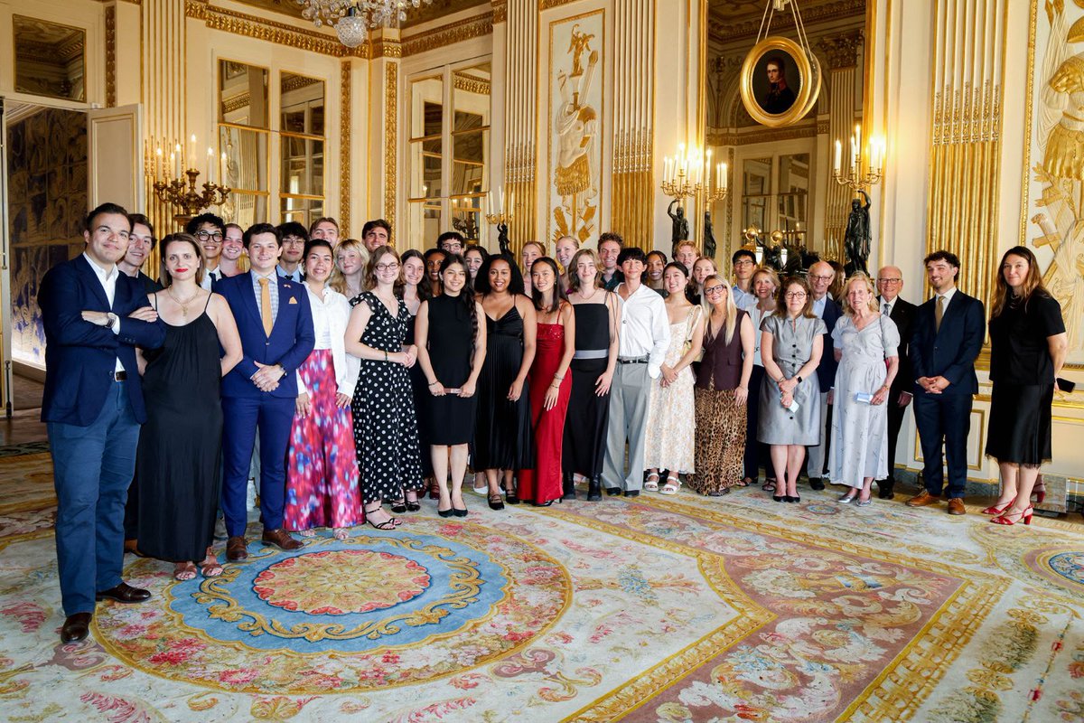 FrenchAmbUS's tweet photo. Great to celebrate the inaugural Lafayette Fellowship class. These students will pursue a fully funded year of master’s study in France thanks to the program led by Villa Albertine, within the French Embassy in the US in partnership with France Science and Albertine Foundation. https://t.co/TZ6ouSkRYZ