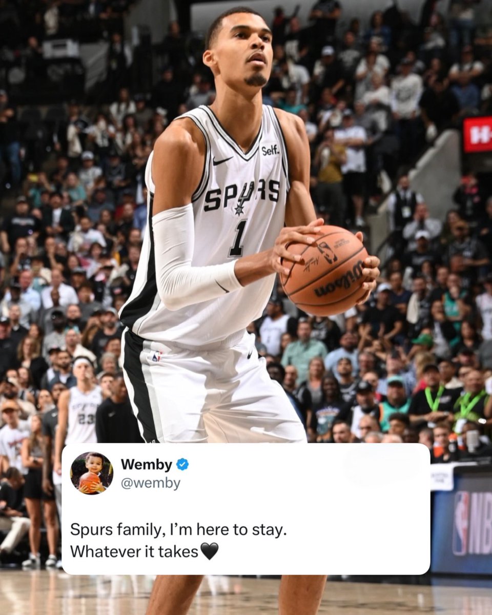ComplexSports's tweet photo. Victor Wembanyama is reportedly considering taking less than his five-year, $251 million max extension to give the Spurs more financial flexibility 👀

(via @jakelfischer) https://t.co/An7mGVJfbj