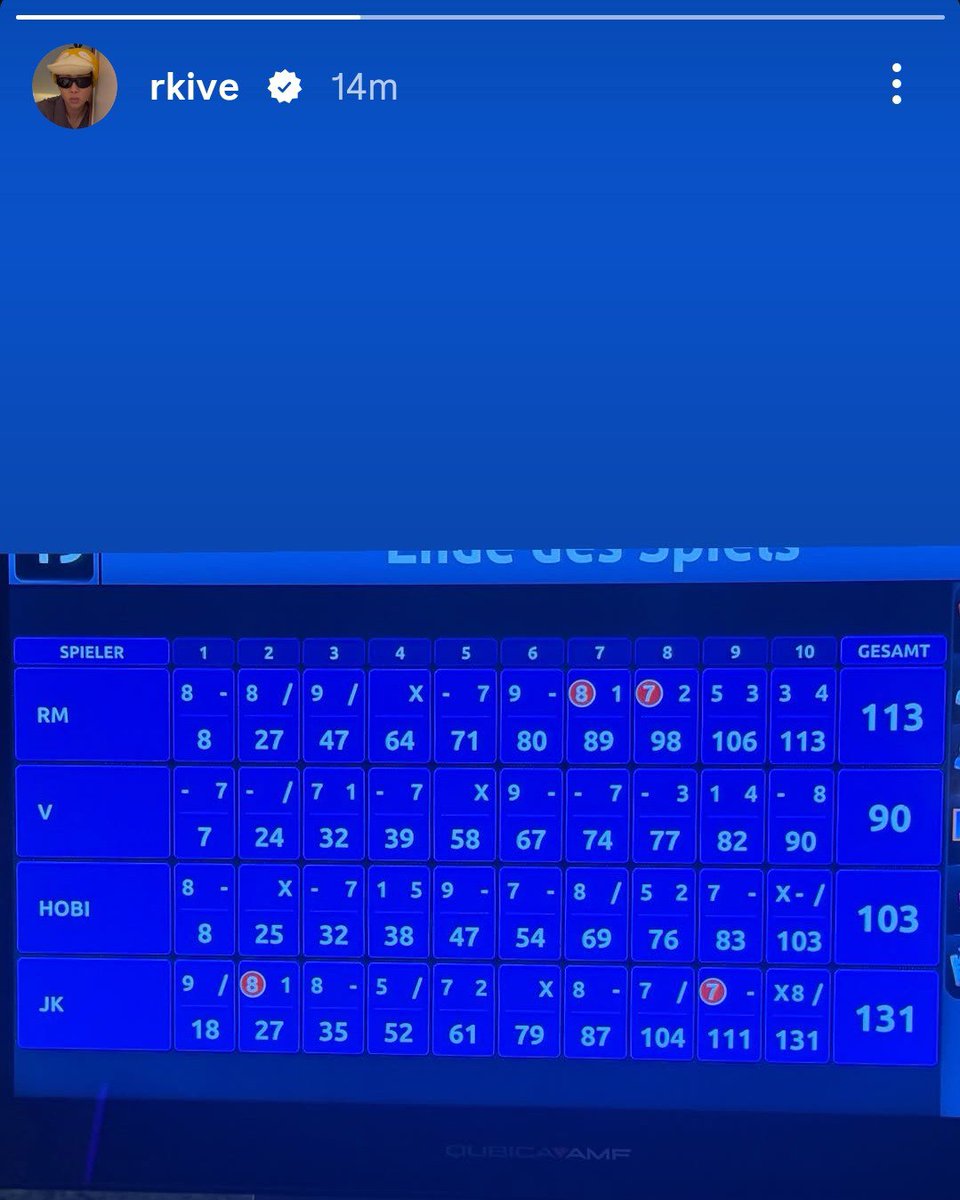 JungkookCrave_'s tweet photo. never play against jungkook... he really won the whole bowling game with a 131 score 😭 https://t.co/yCHgliTNgt