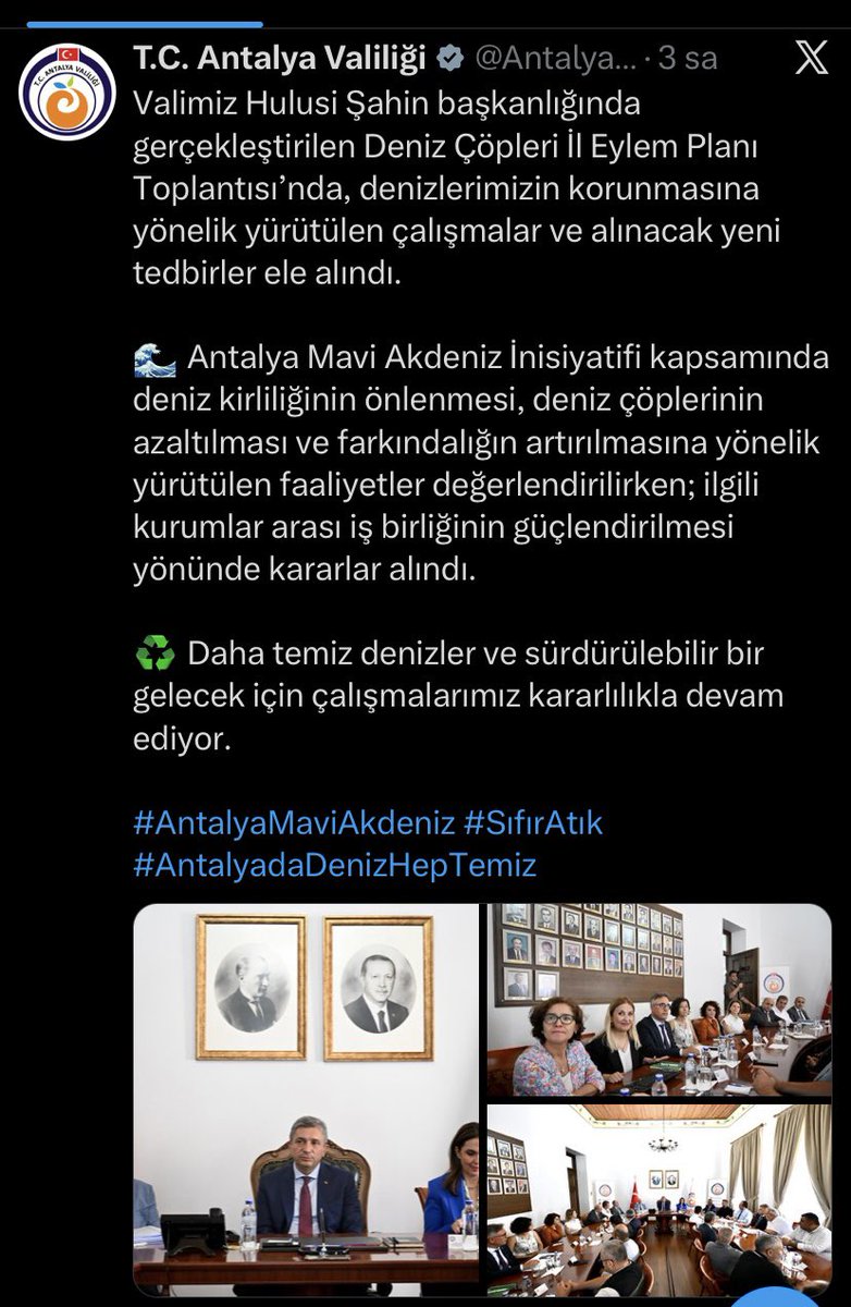 YusufYavuz3's tweet photo. Antalya kıyılarında sezon ortasında büyük bir soruna dönüşen deniz çöpleriyle ilgili dün yaptığımız haberin ardından bugün Valilik bünyesinde bir toplantı yapıldı. Deniz çöpleri eylem planı ele alındı, önlemler konuşuldu. Ancak eylem planları konusu daha çok konuşulacak gibi… https://t.co/9G0JI3Nom9