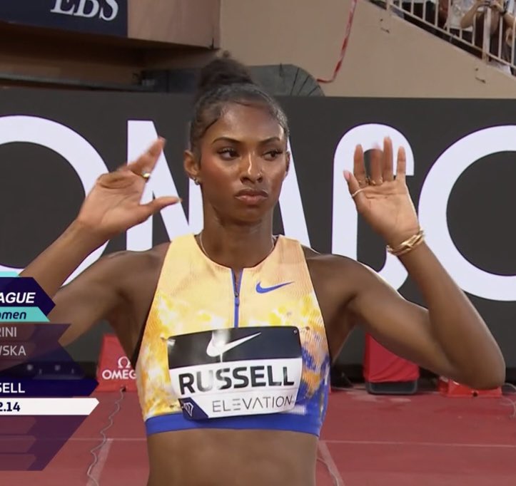 _OwenM_'s tweet photo. MEETING RECORD!!!!! 👏 

Masai Russell 🇺🇸 continues her unbeaten season, clocking 12.20 seconds (-0.4) to win the women’s 100m hurdles in Monaco. 

#MonacoDL https://t.co/hF3veuzEuB