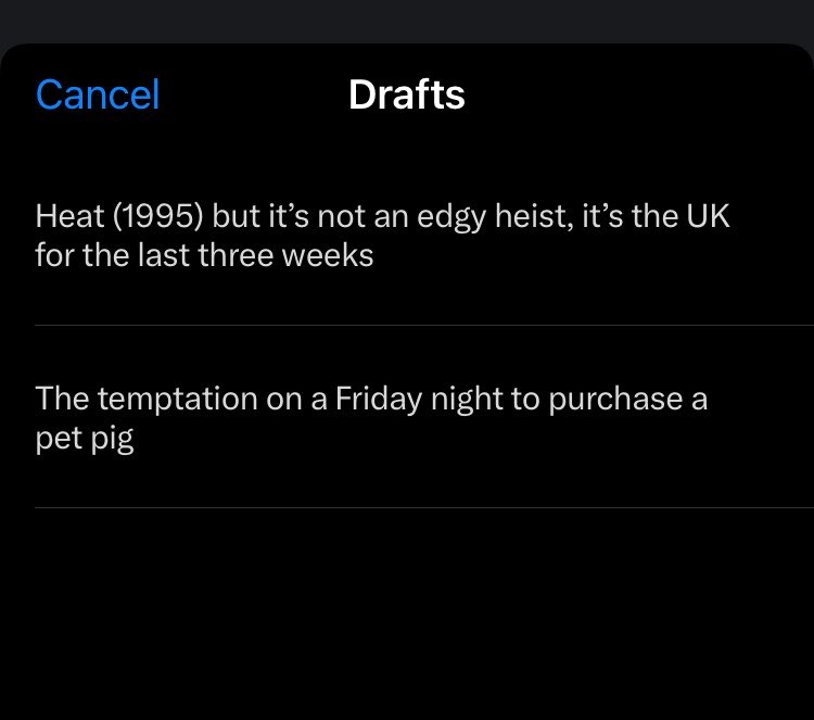 stephchops's tweet photo. The dichotomy of my Twitter drafts https://t.co/gbO4l01Cjx