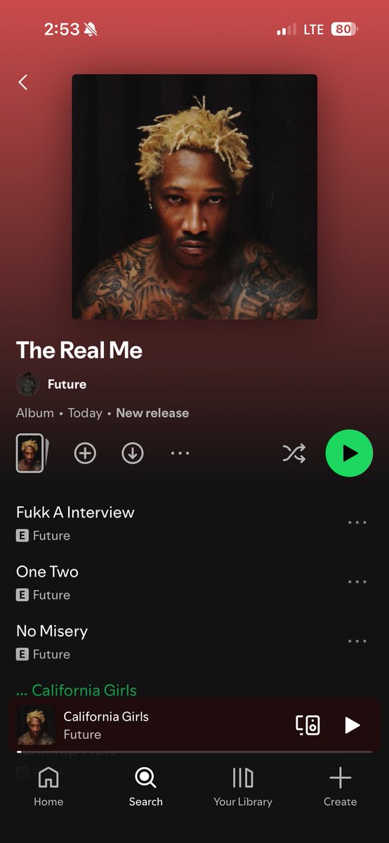 YeezyTaughtMe72's tweet photo. Can’t lie this new Future album is a major disappointment, there are some good tracks but overall there’s way too many skips and forgettable songs https://t.co/fcP7zUsOBc